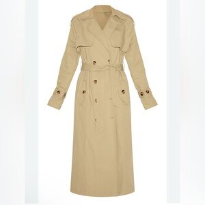 Pretty Lule Thing KHAKI PANEL DETAIL BELTED
TRENCH COAT size 6